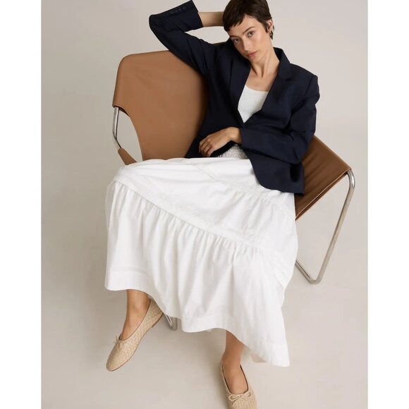 NWT Philosophy Republic (Quince) Cotton Poplin Tiered Maxi Skirt in White - Picture 6 of 16